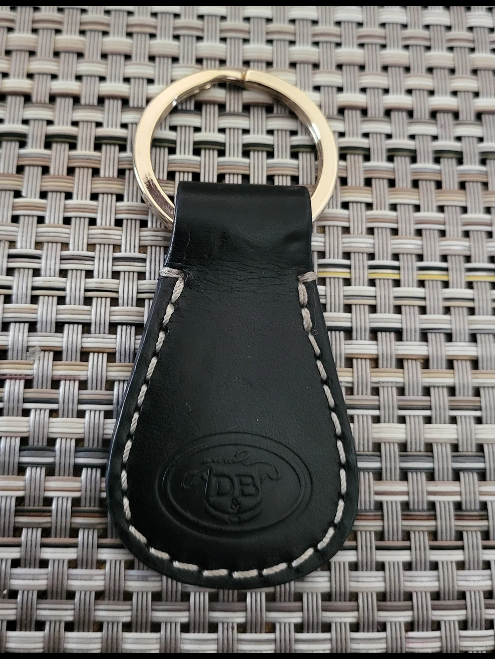 Dooney & Bourke Black Leather Key Holder with Contrast Stitching